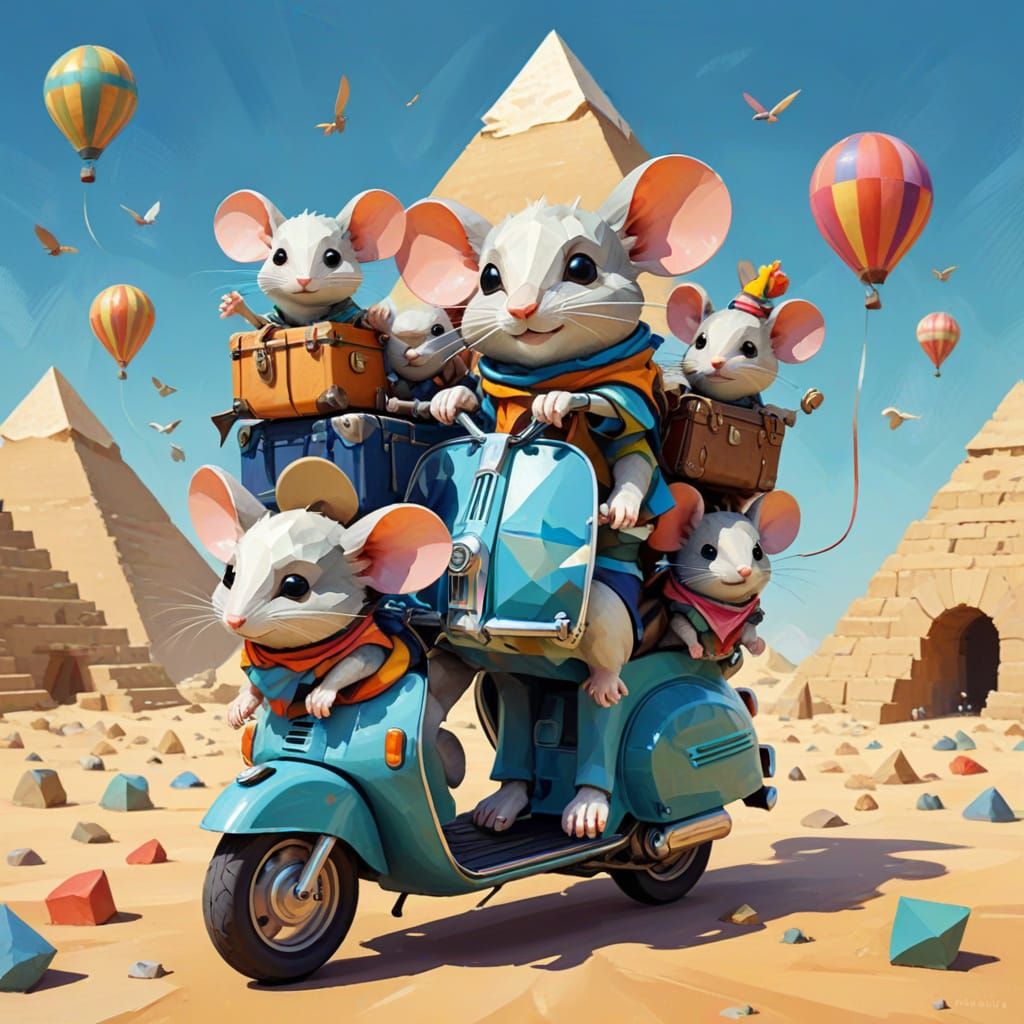 Whimsical Low Poly Vespa Adventure