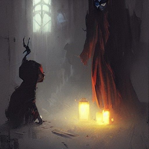 Sinister Trick or Treat Scene by Greg Rutkowski