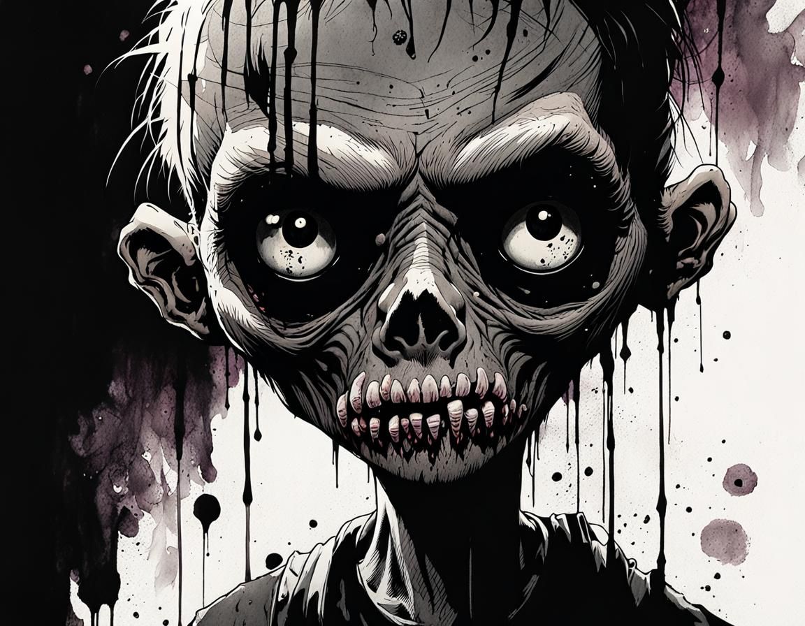 Ju-Ju Zombie Portrait in Bill Sienkiewicz Style