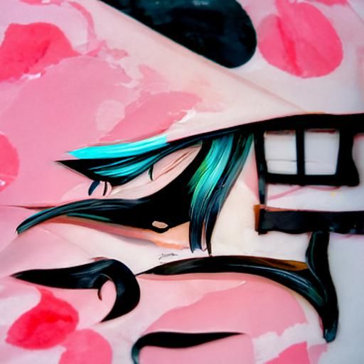 Hatsune Miku in Gouache Painting Style