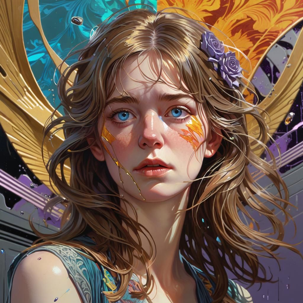 Hyperrealistic Portrait with Art Nouveau Influences