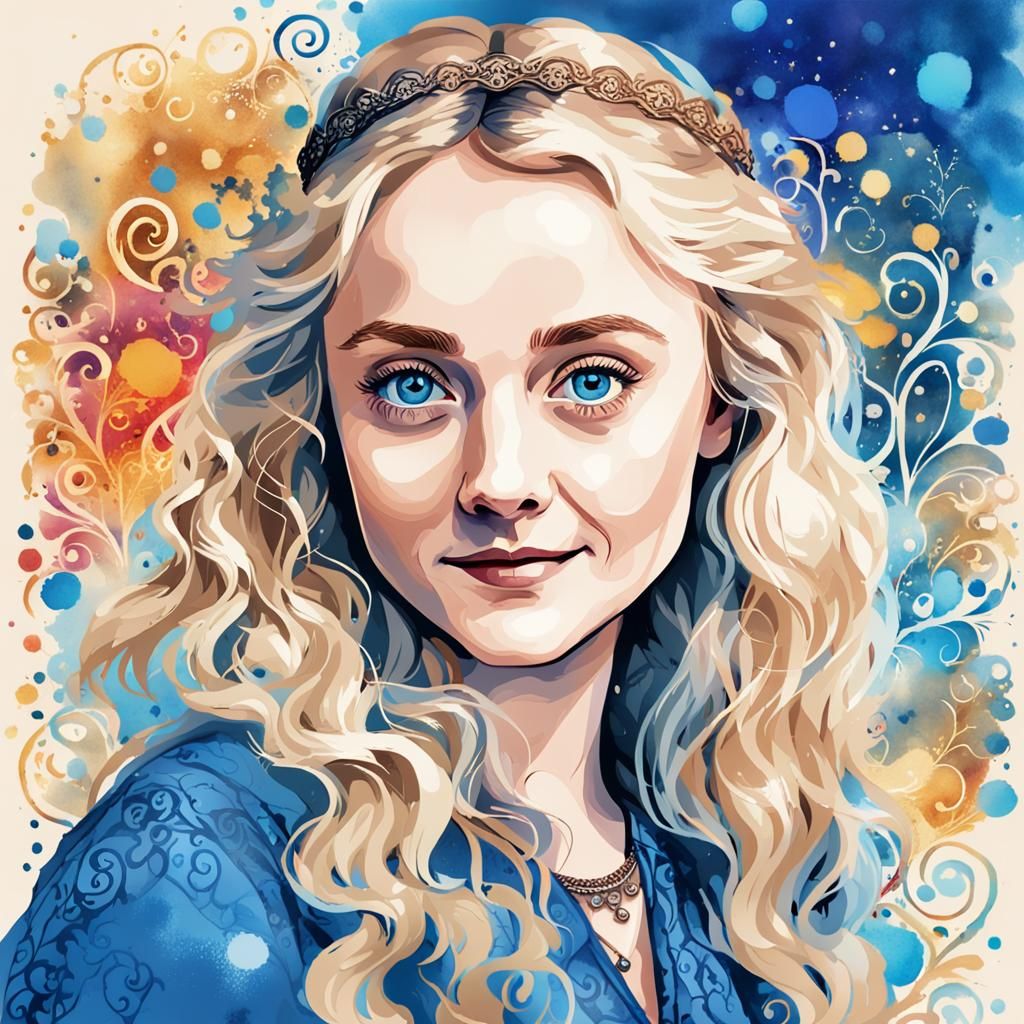Luna Lovegood Vector Art in Watercolor Style