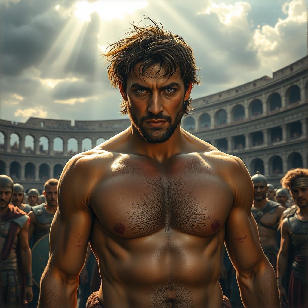 Gladiator's Pride: Hyperrealistic Colosseum Scene