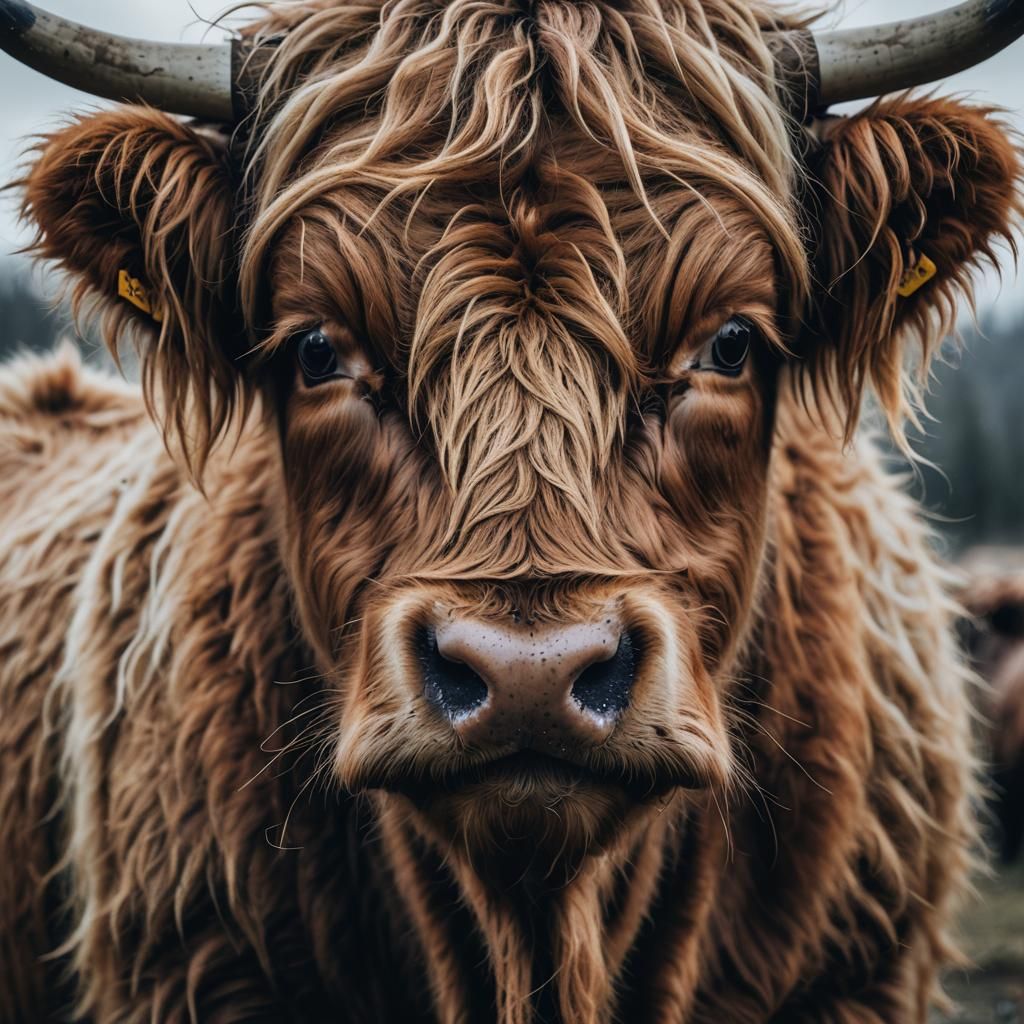 Majestic Highland Cow Portrait in Natural Light