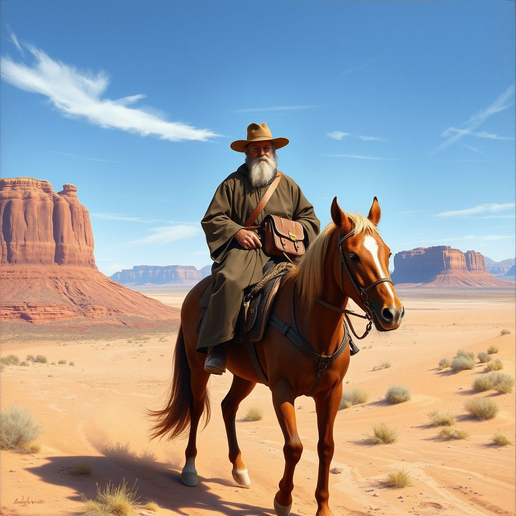 Father Escalante in the Utah Desert, Realistic Style