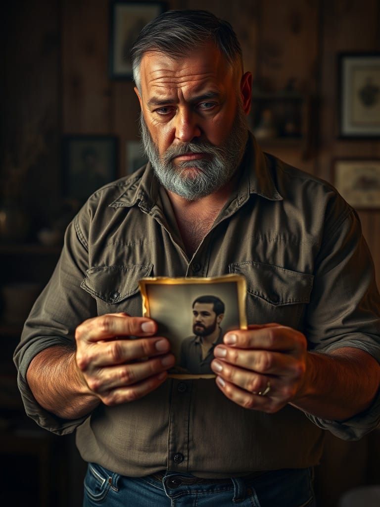 Middle-Aged Man in Regretful Remembrance