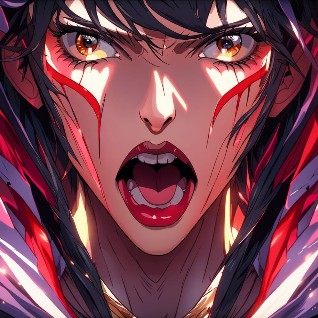 Anime Screaming Face with Running Makeup