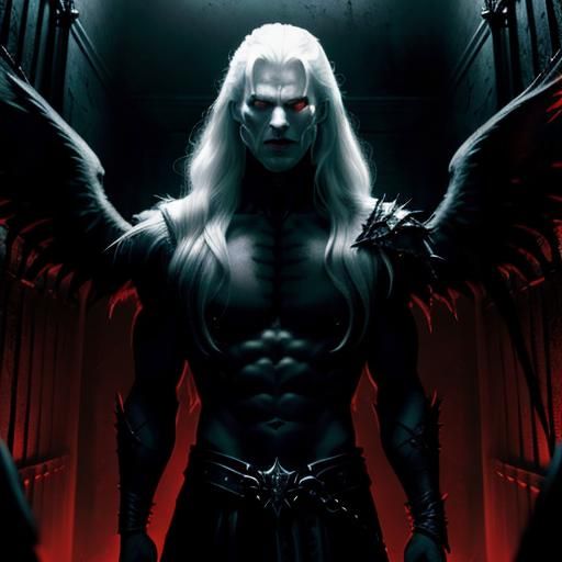 Demonic Fallen Angel Portrait in Dark Fantasy Style