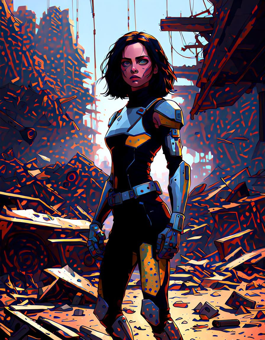 Alita Battle Angel in Gritty Sci-Fi Junkyard