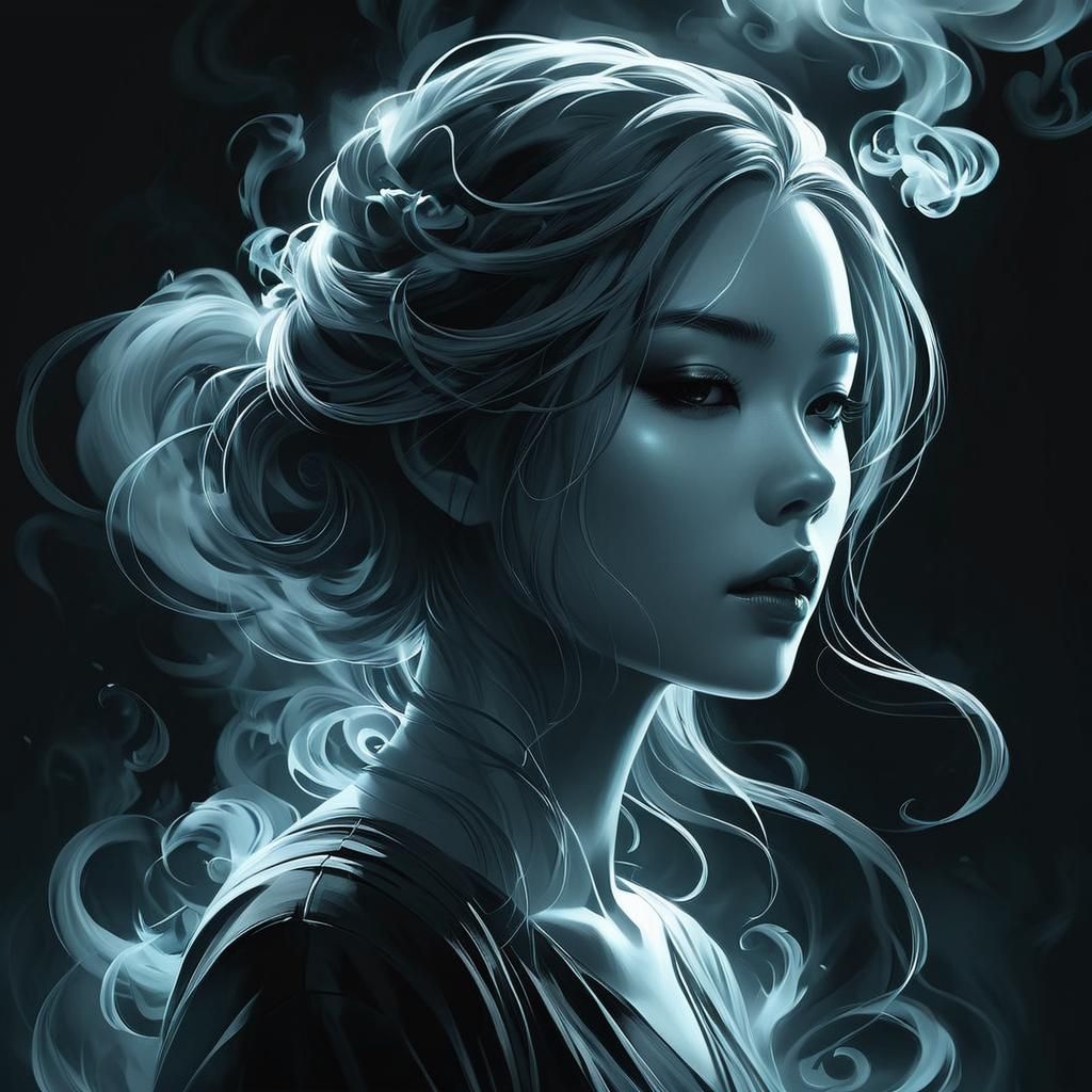 Ethereal Ghost in Smoke: Monochromatic Digital Art