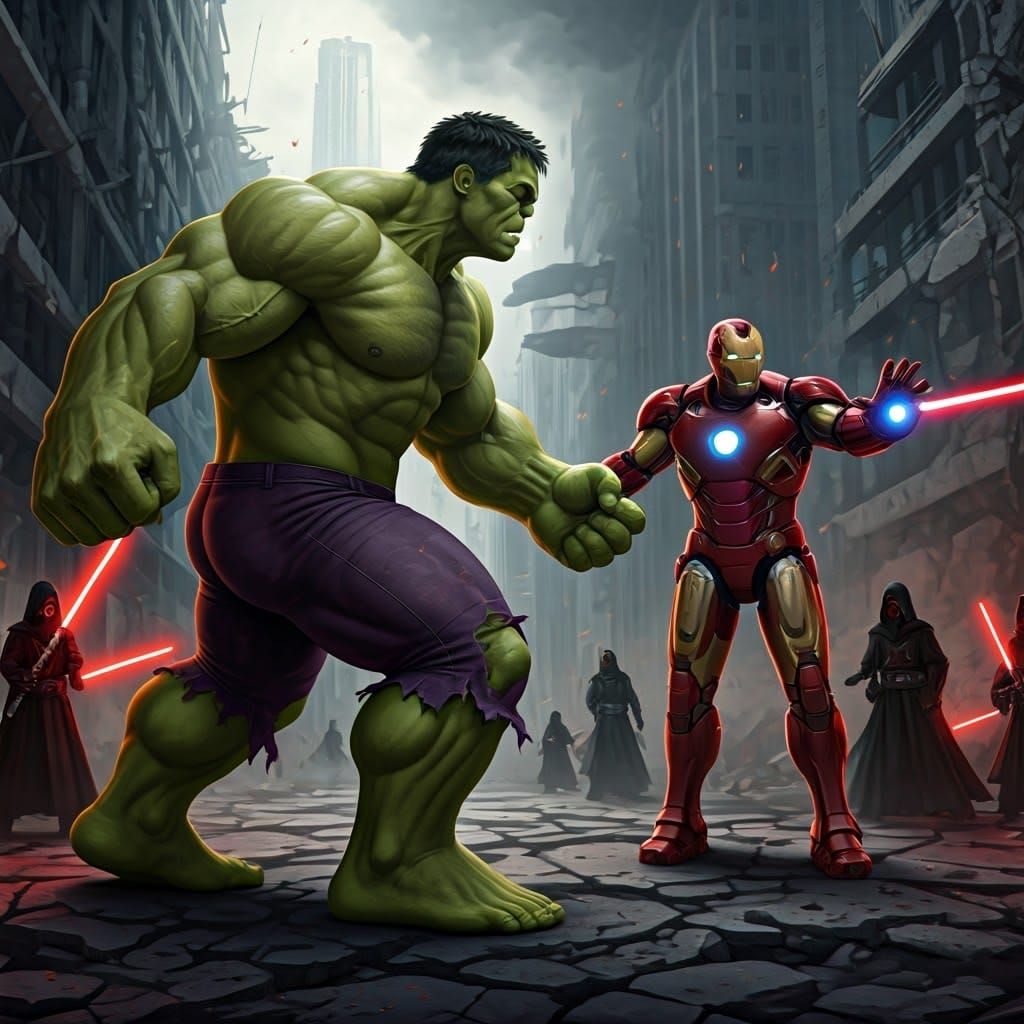 Hulk and Iron Man vs Sith Lords