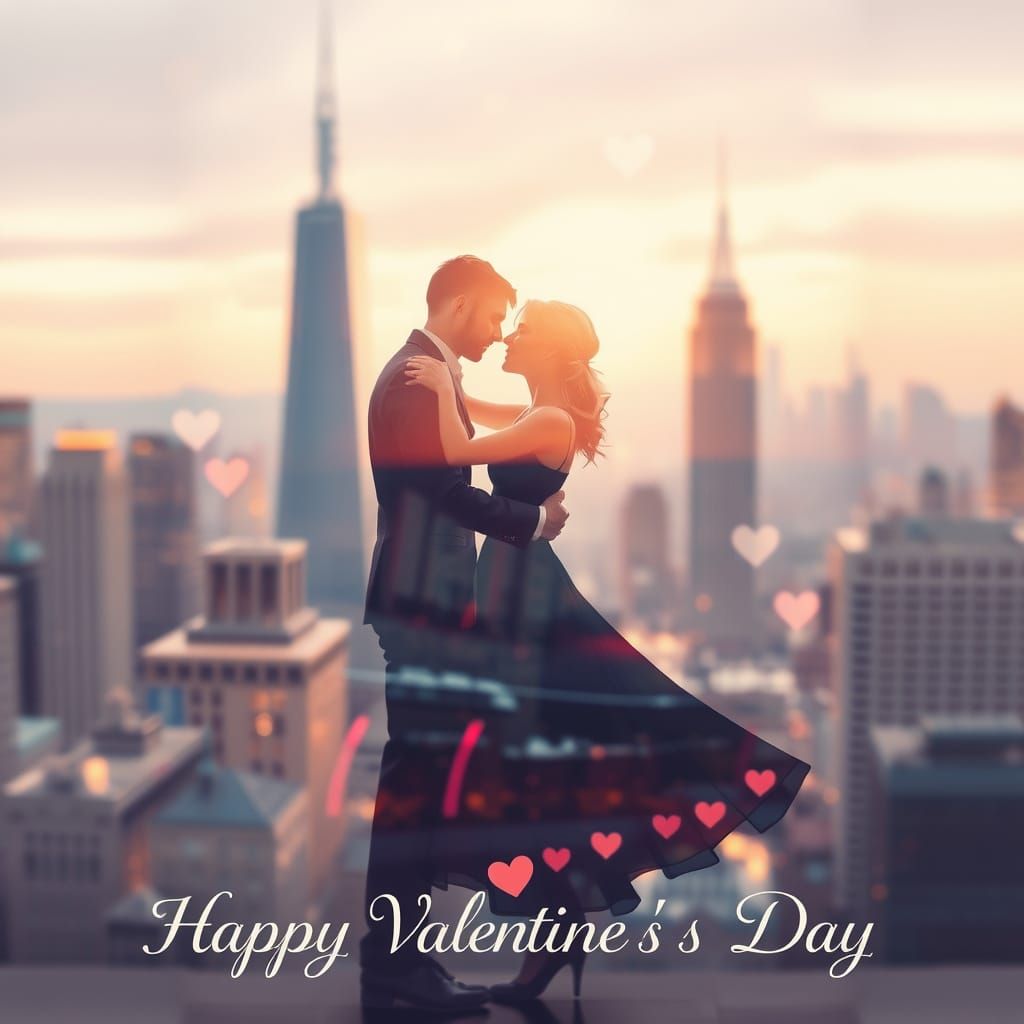 Whimsical City Romance Valentine's Day Card