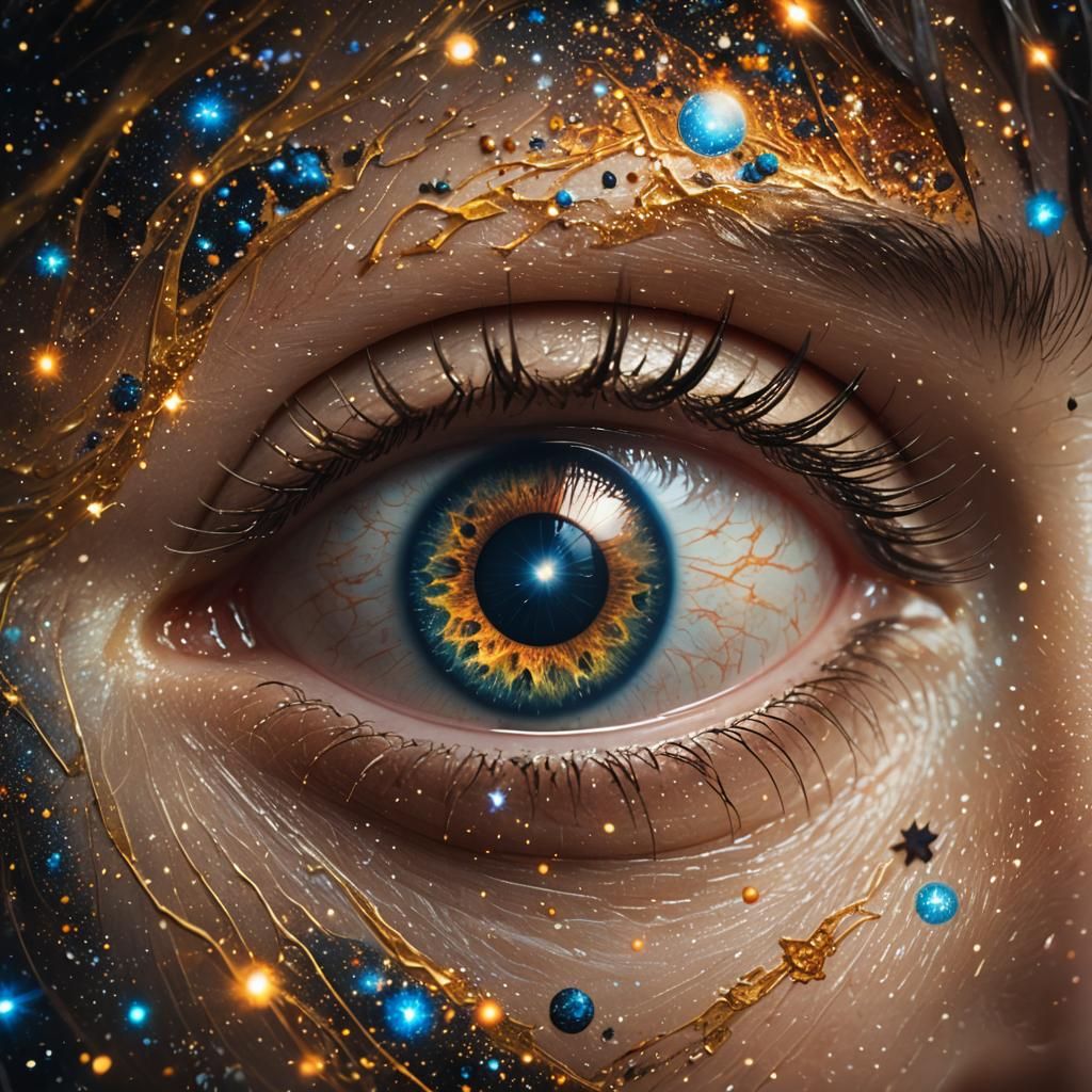 Eye Reflecting Galaxy in Hyper-Realistic Digital Art