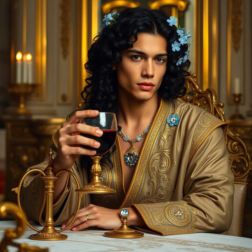 Classical Gentleman Surrounded by Opulence