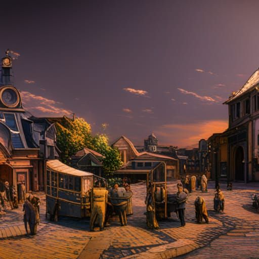 Happy Employees in Van Gogh Style