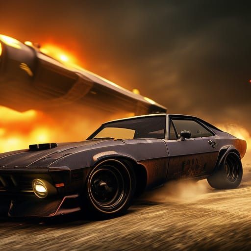 Apocalyptic Hotrod in Dystopian Wasteland Art