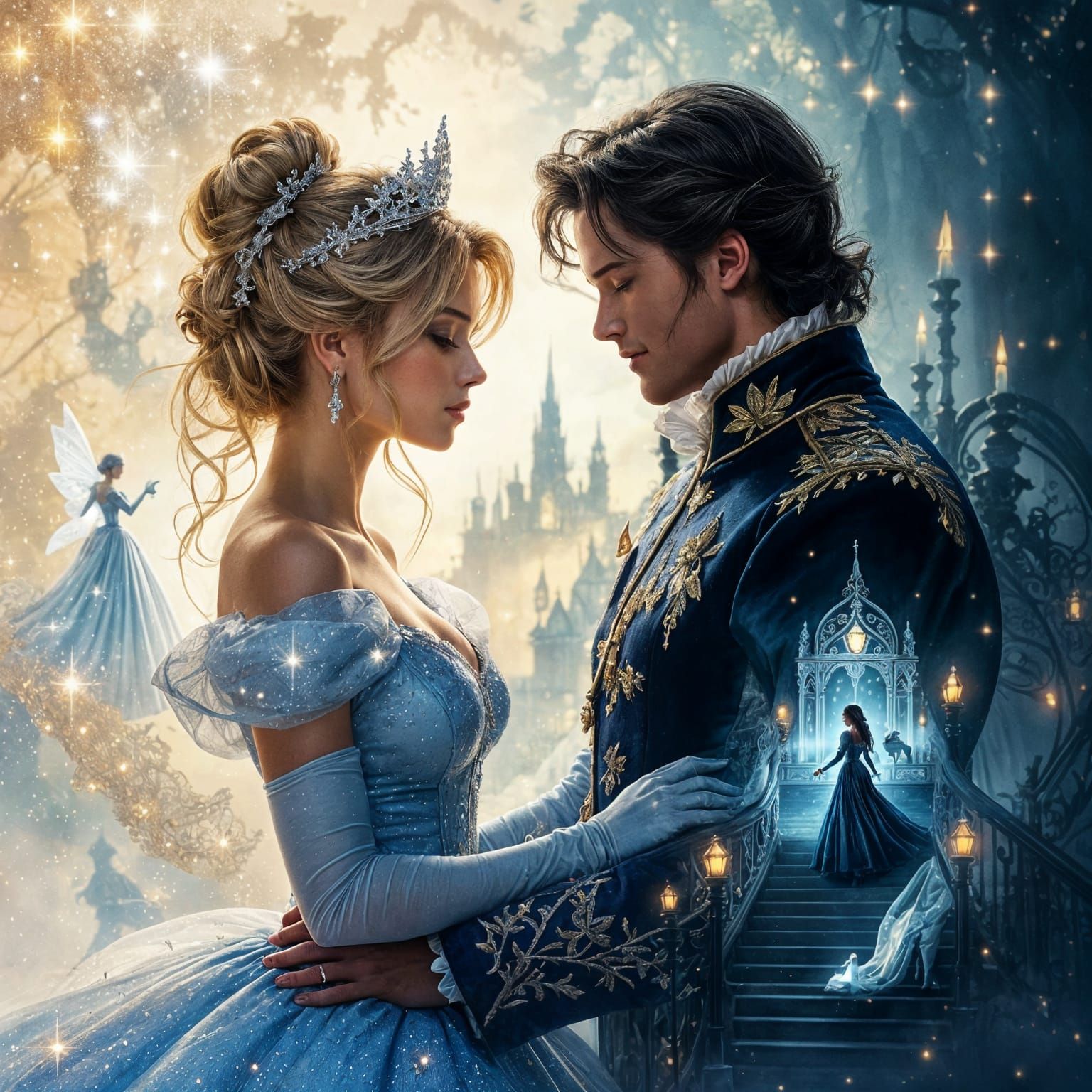 Cinderella Fairytale in Dramatic Double Exposure Style