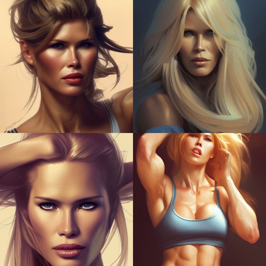 Detailed Portrait of a Muscular Woman