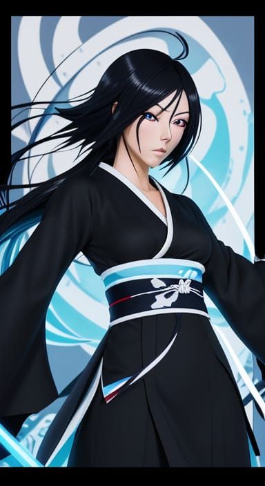 Rukia Kuchiki in Soul Reaper Outfit: 3D Anime Art