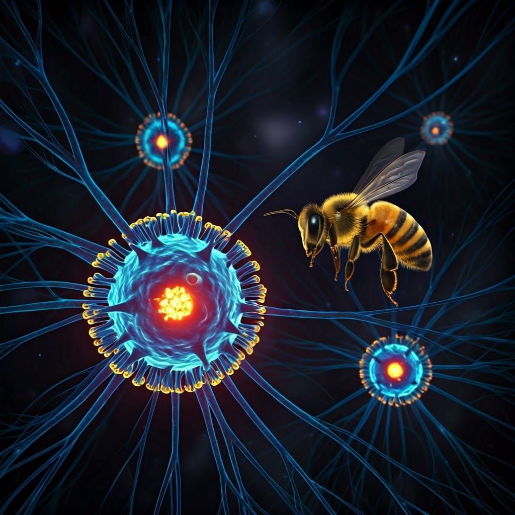 Neural Hive in Bio-Luminescent Landscape