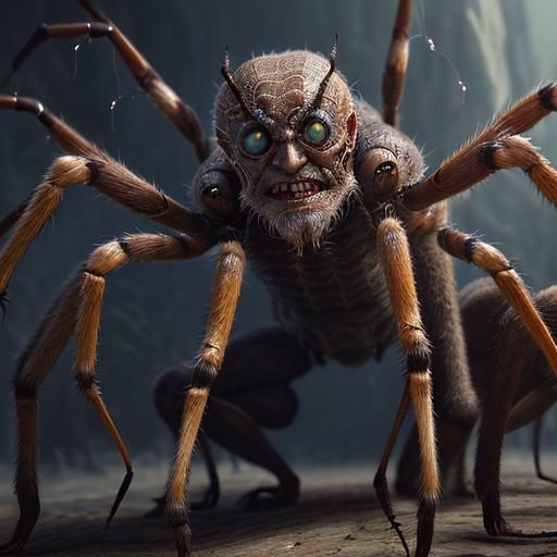 Realistic Old Man with Spider Features