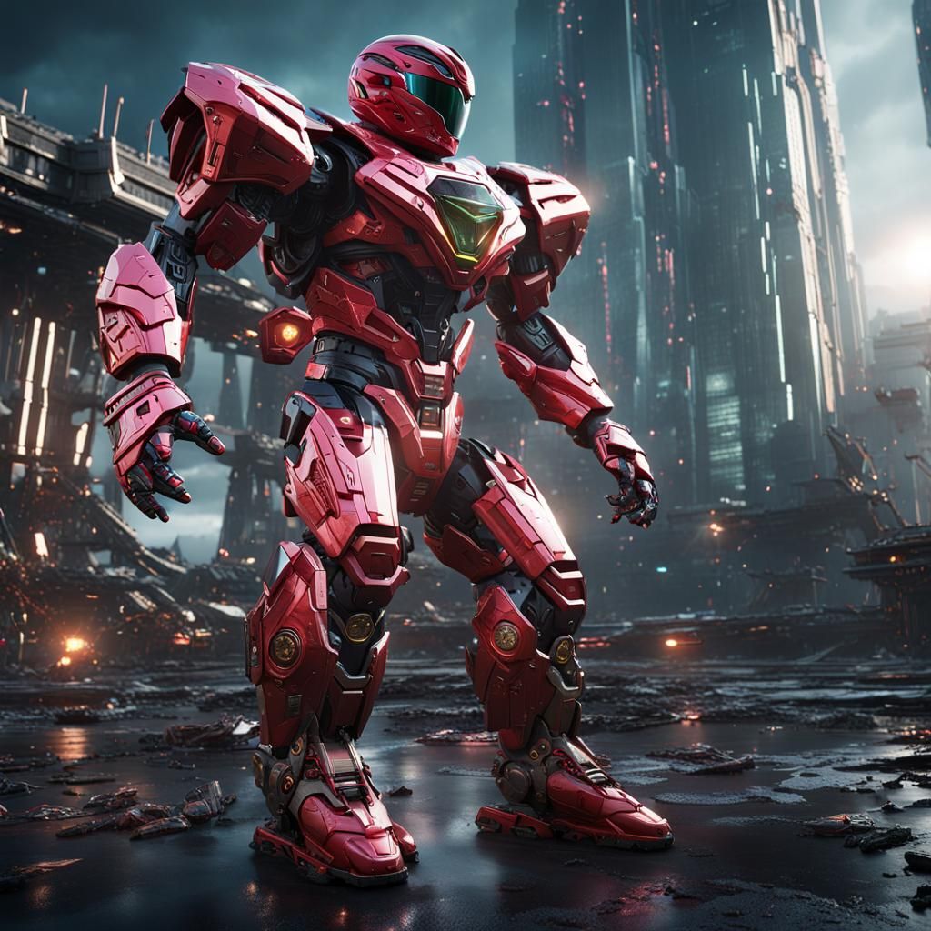 Power Rangers: Intricate Mechs in Futuristic Sci-Fi Scene