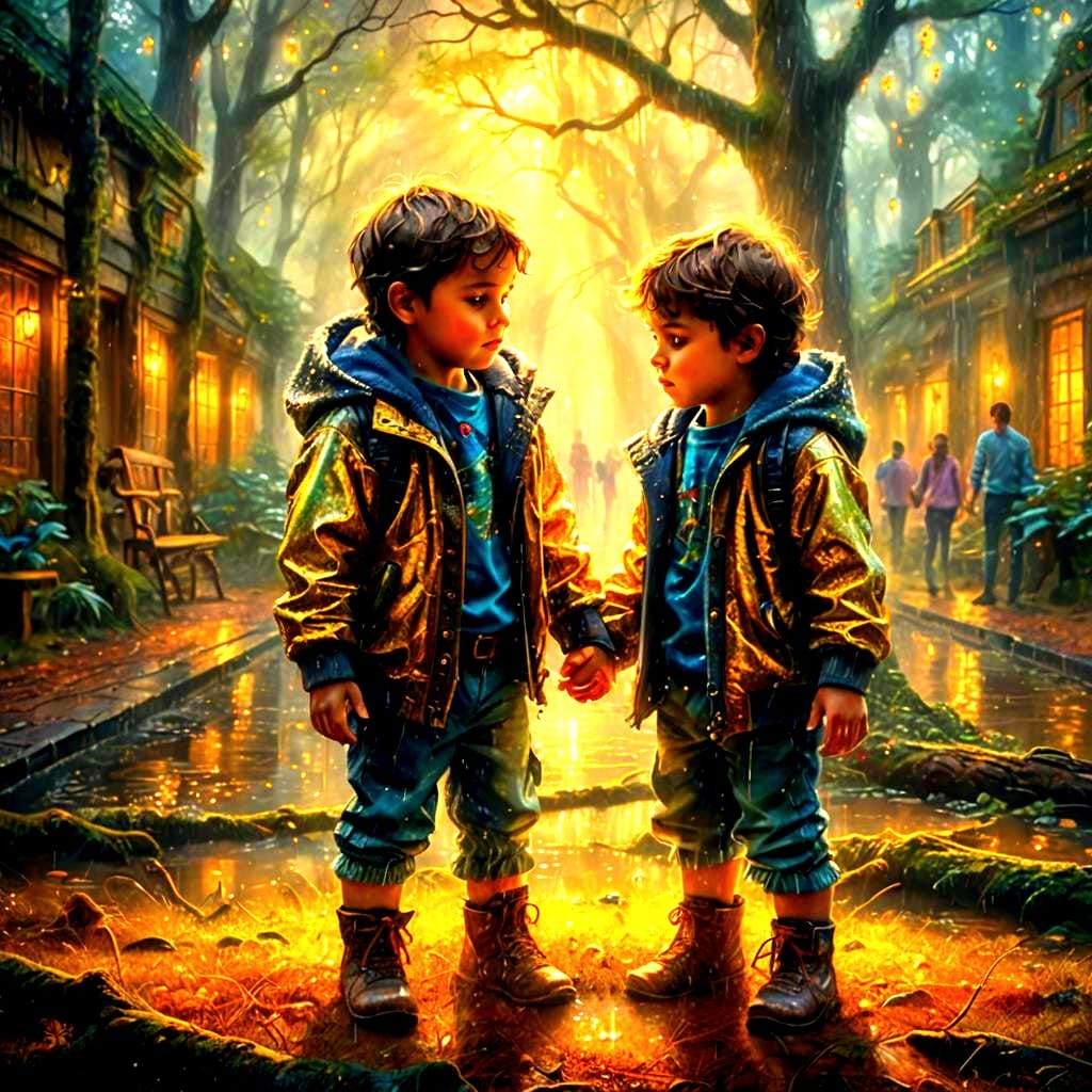 Ethereal Twins Bond in a Hyperdetailed Fantasy Scene