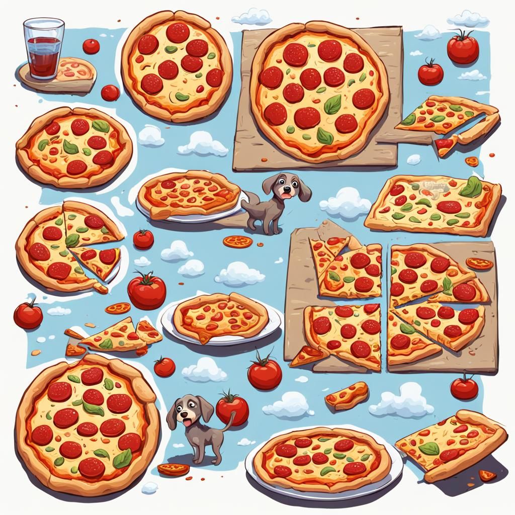 Puppy Pizza Parachute: Digital Painting Concept Art