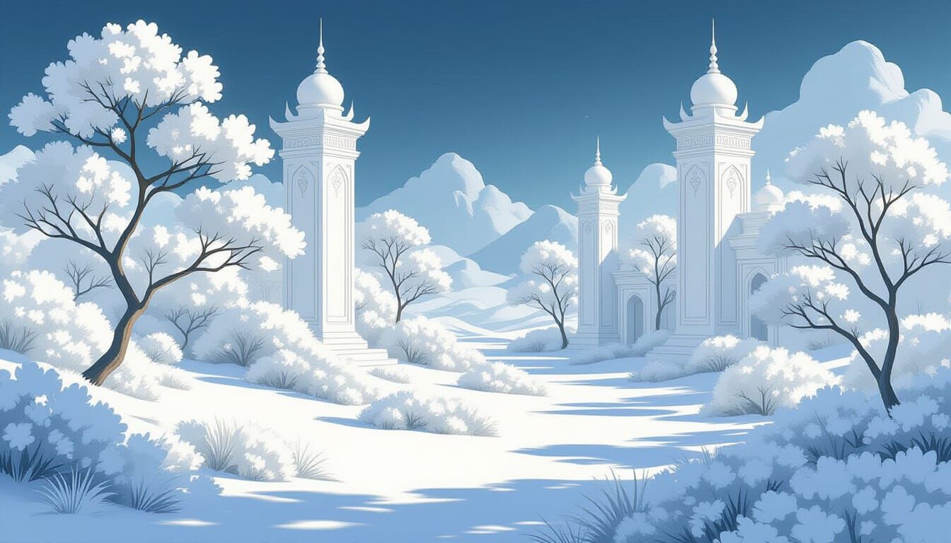 Monochromatic White Landscape in Elegant Style
