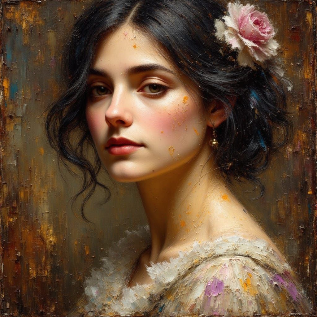 Demure Lady, Oil Portrait in Caravaggio Style