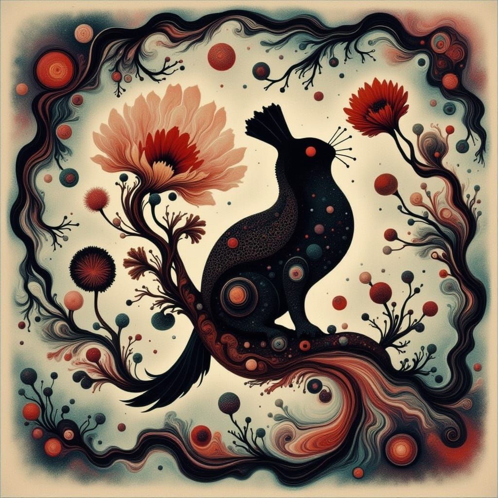 Vibrant CICADA SONG Art Piece in Fluid Style