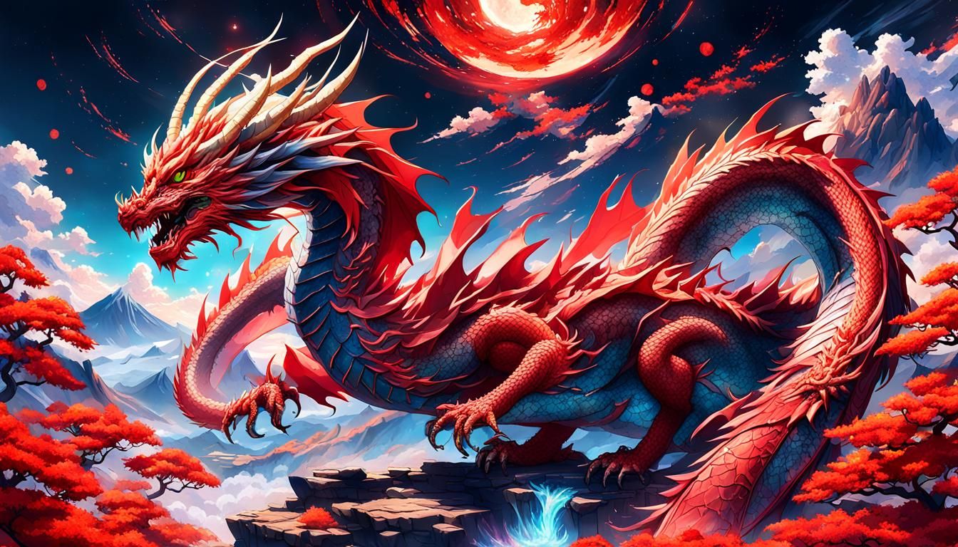Asia Dragon Dissolving into Red Universe