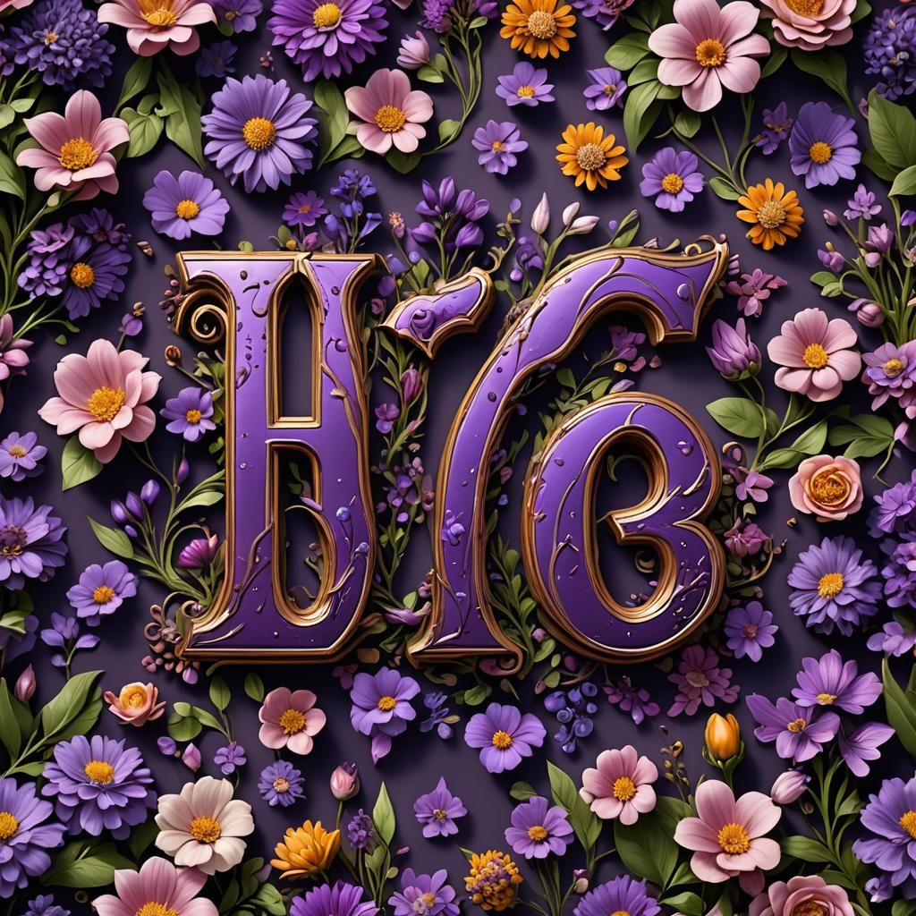 Natural Purple Flower Logo in Detailed Matte Style