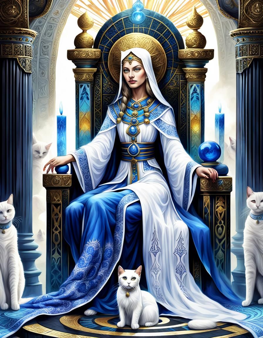 Tarot Card High Priestess on Throne