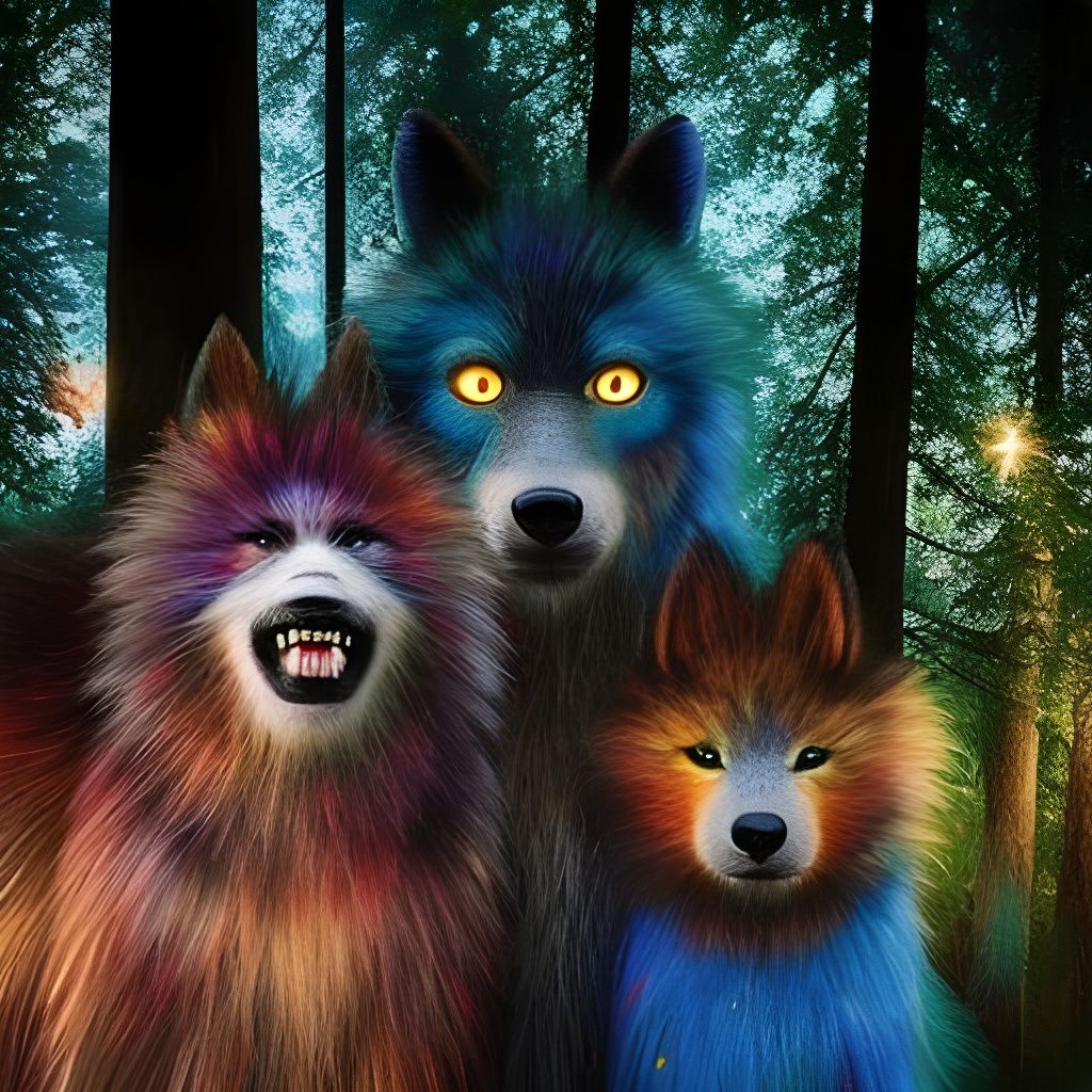 Happy Monster Family Portrait in Gothic Style