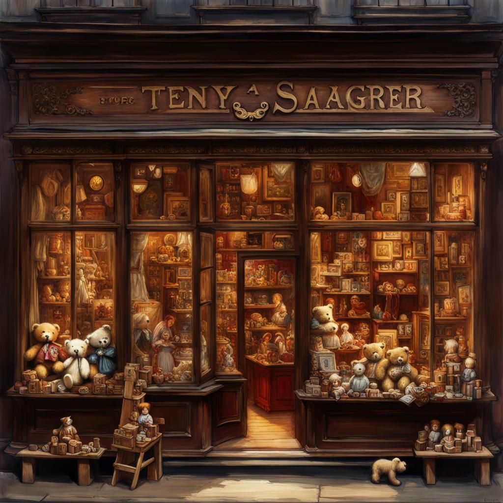 Vintage Toy Storefront in Dark Academia Poster Art