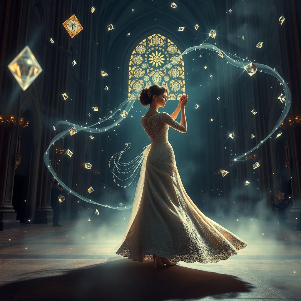 Victorian Couple's Diamond Dance in Gothic Cathedral