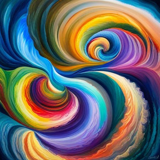 Colorful Swirl in Gouache and Watercolor Style