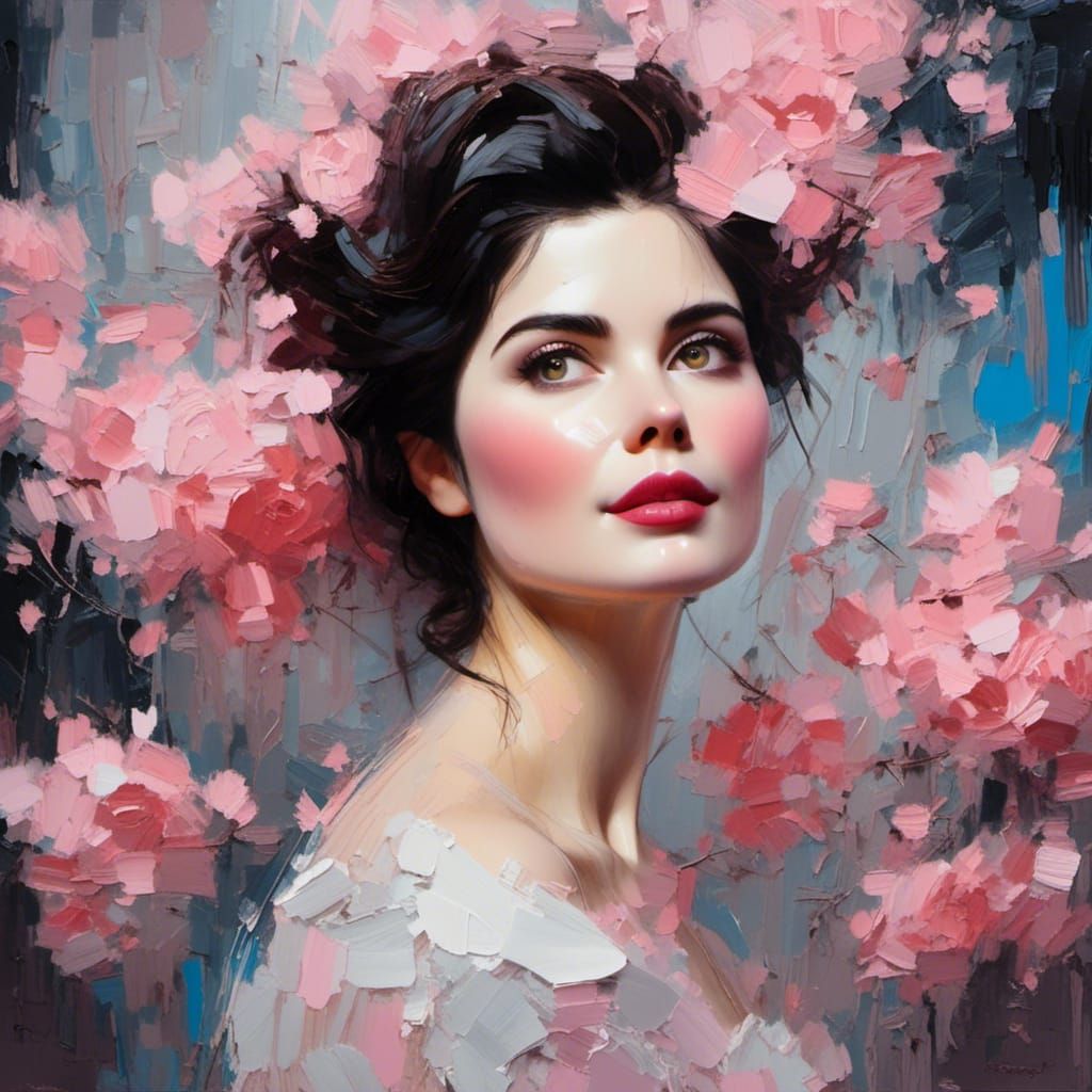 Isabella Rossellini Portrait with Digital Brush Strokes