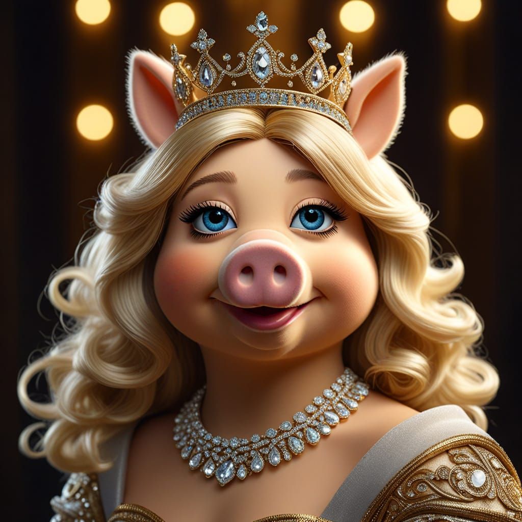Glamorous Portrait of Miss Piggy in Digital Art