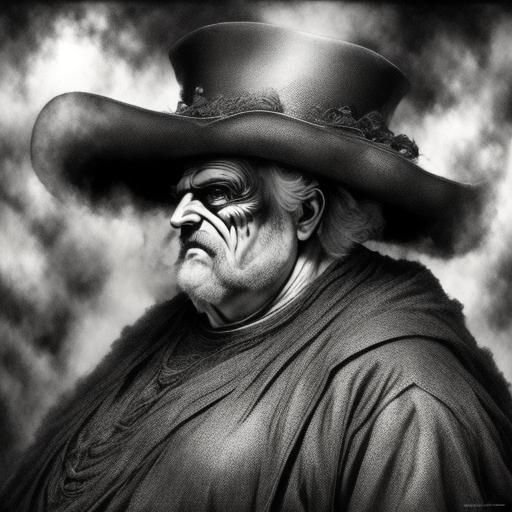 Detailed Charcoal Drawing of Ancient Old Man