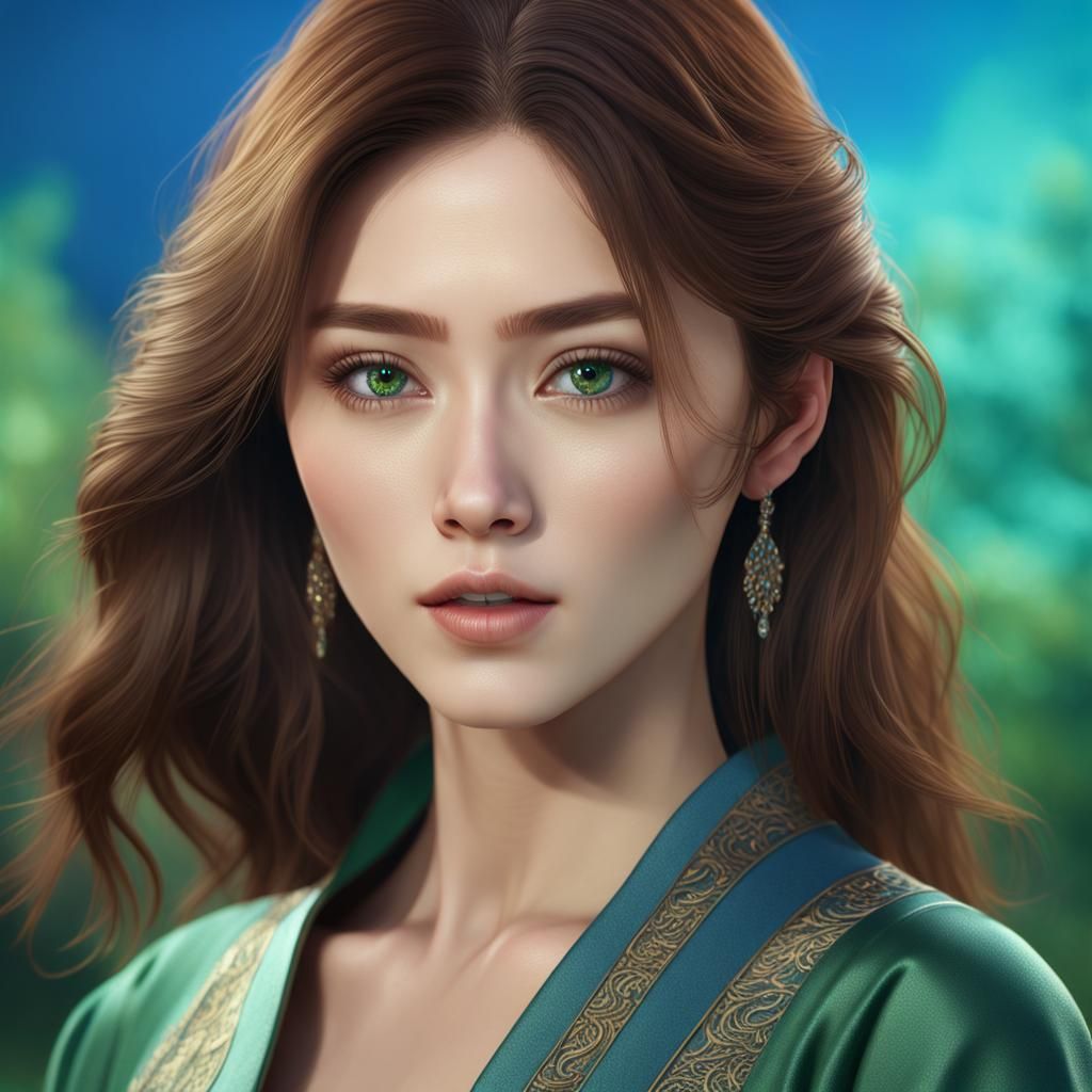 Beautiful Korean Woman with Green Eyes in 8K