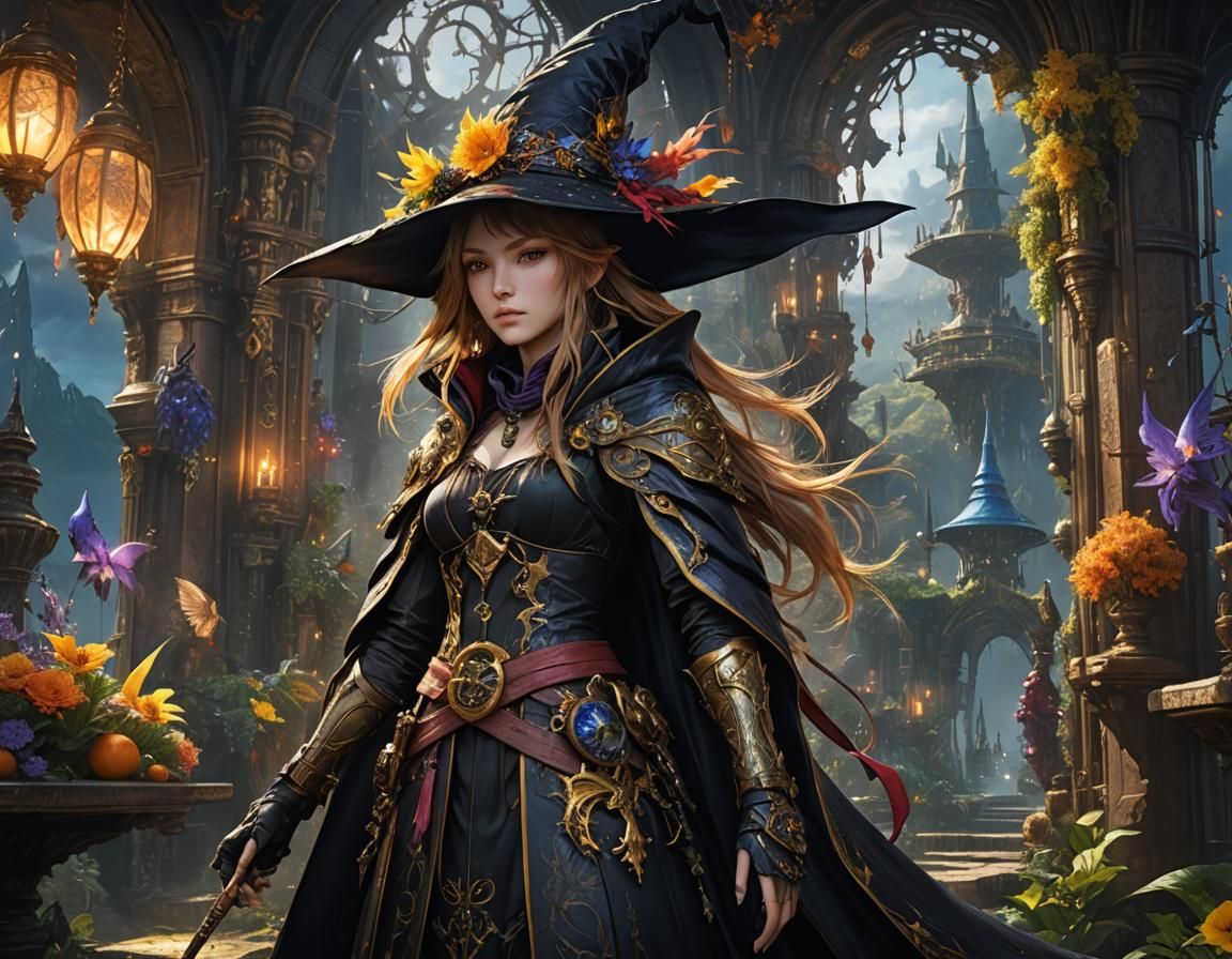 Fantasy Black Mage Witch Digital Painting