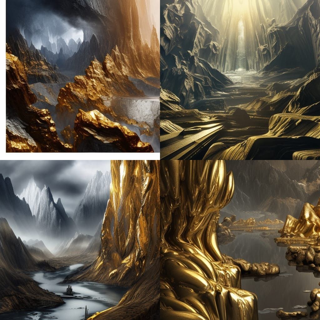 Epic Gold and Silver Mine Digital Painting