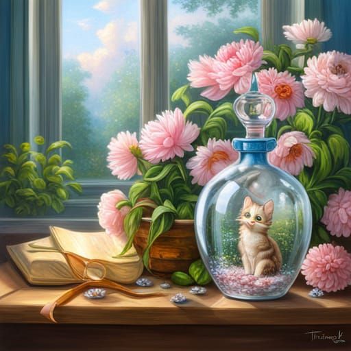 Duchess in Crystal Bottle with Floral Heart