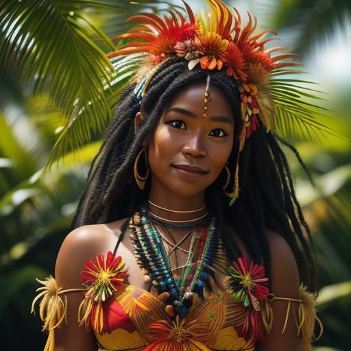 Papua New Guinean Woman Portrait in Vibrant Colors