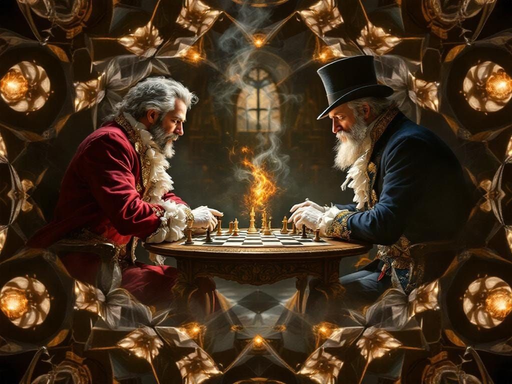 Rococo and Victorian Gentlemen Debate Chess in Kaleidoscope ...
