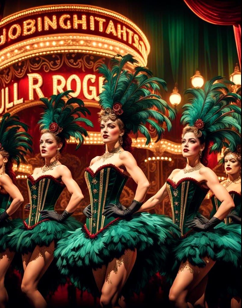 Moulin Rouge Vaudeville Stage with Burlesque Dancers