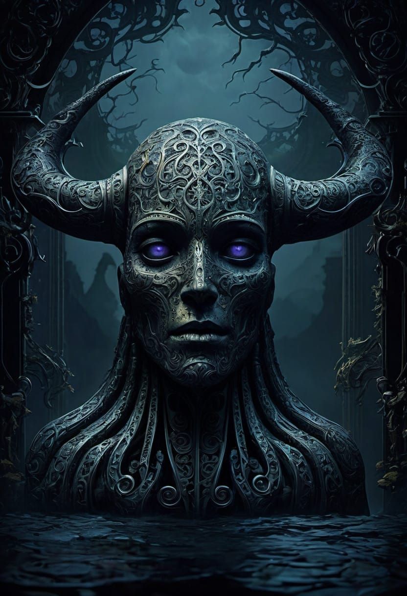 Surreal Gothic Nightmare in Art Nouveau Style