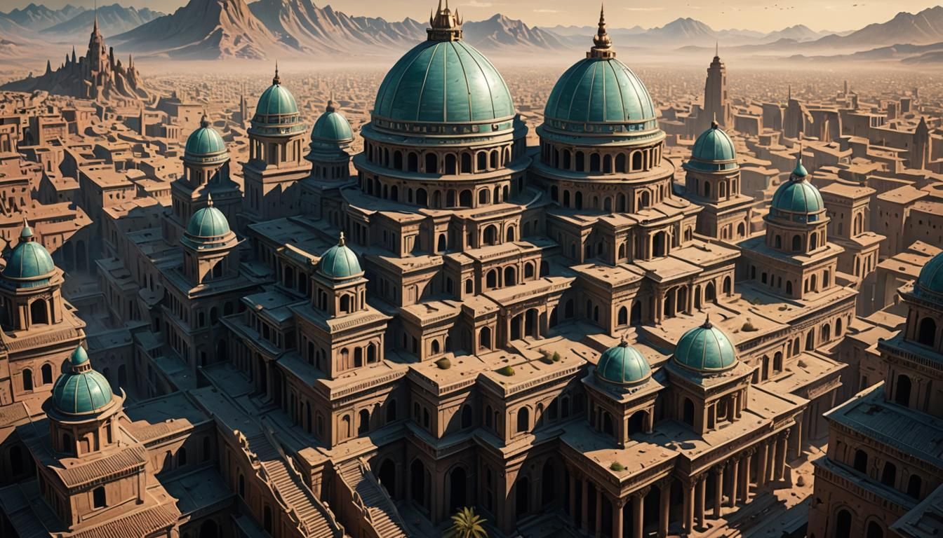 Alien Architecture in Ancient City: Cel-Shaded Detail
